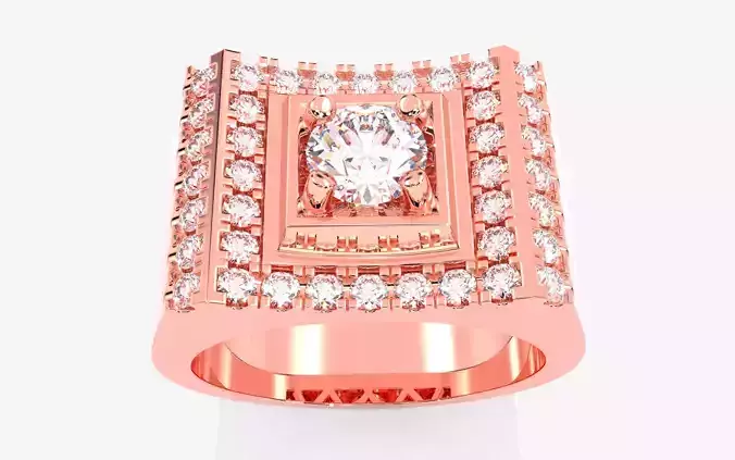 Mens Solitaire Ring 3dm stl renders details