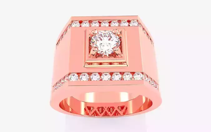 Mens Solitaire Ring 3dm stl renders details