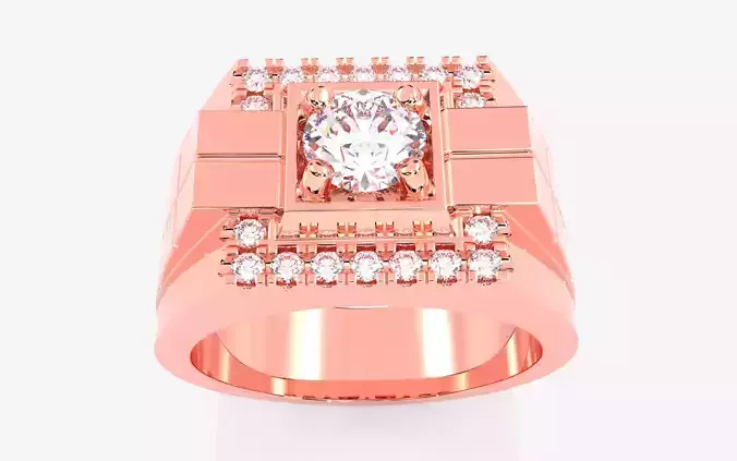 Mens Solitaire Ring 3dm stl renders details