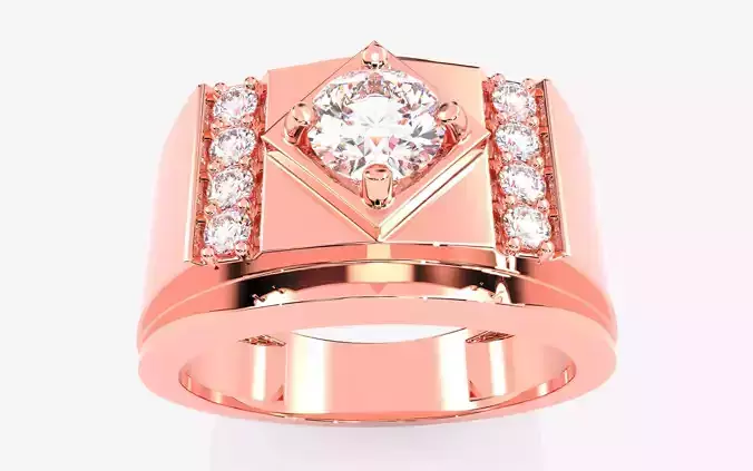 Mens Solitaire Ring 3dm stl renders details