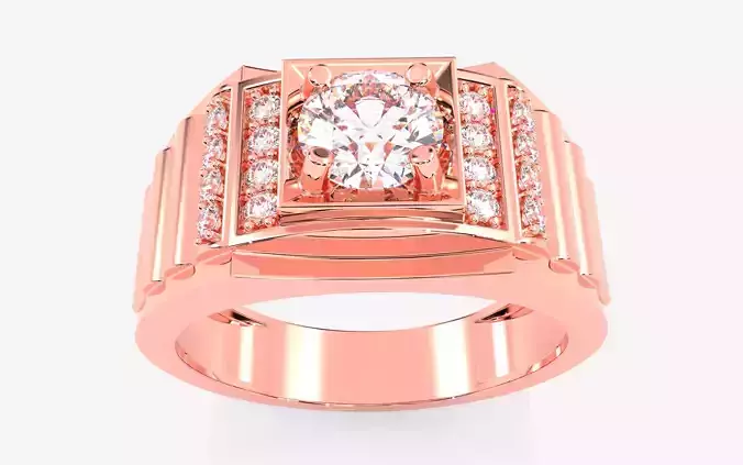 Mens Solitaire Ring 3dm stl renders details