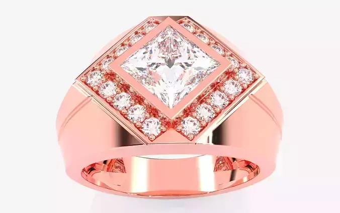 Mens Solitaire Ring 3dm stl renders details