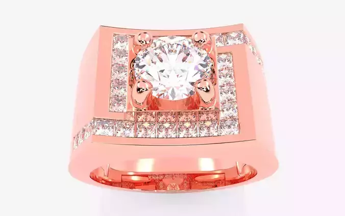 Mens Solitaire Ring 3dm stl renders details