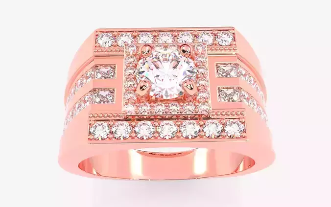 Mens Solitaire Ring 3dm stl renders details