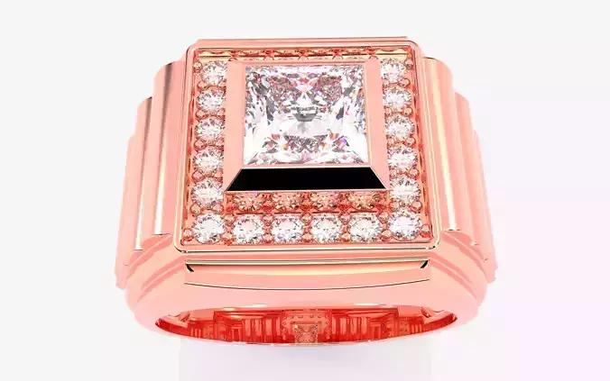 Mens Solitaire Ring 3dm stl renders details