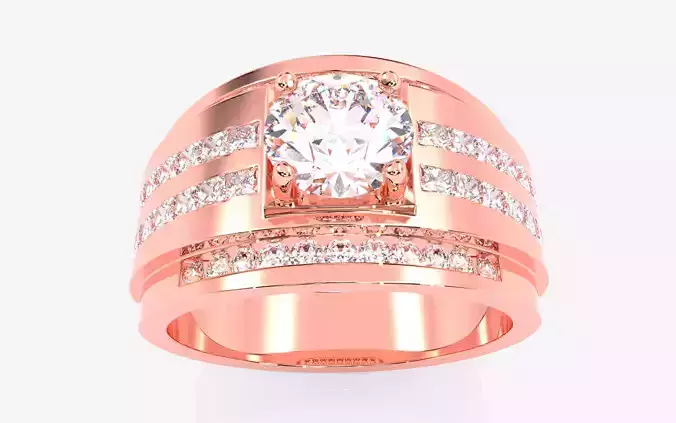 Mens Solitaire Ring 3dm stl renders details