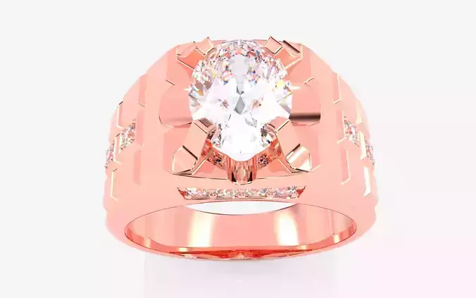 Mens Solitaire Ring 3dm stl renders details