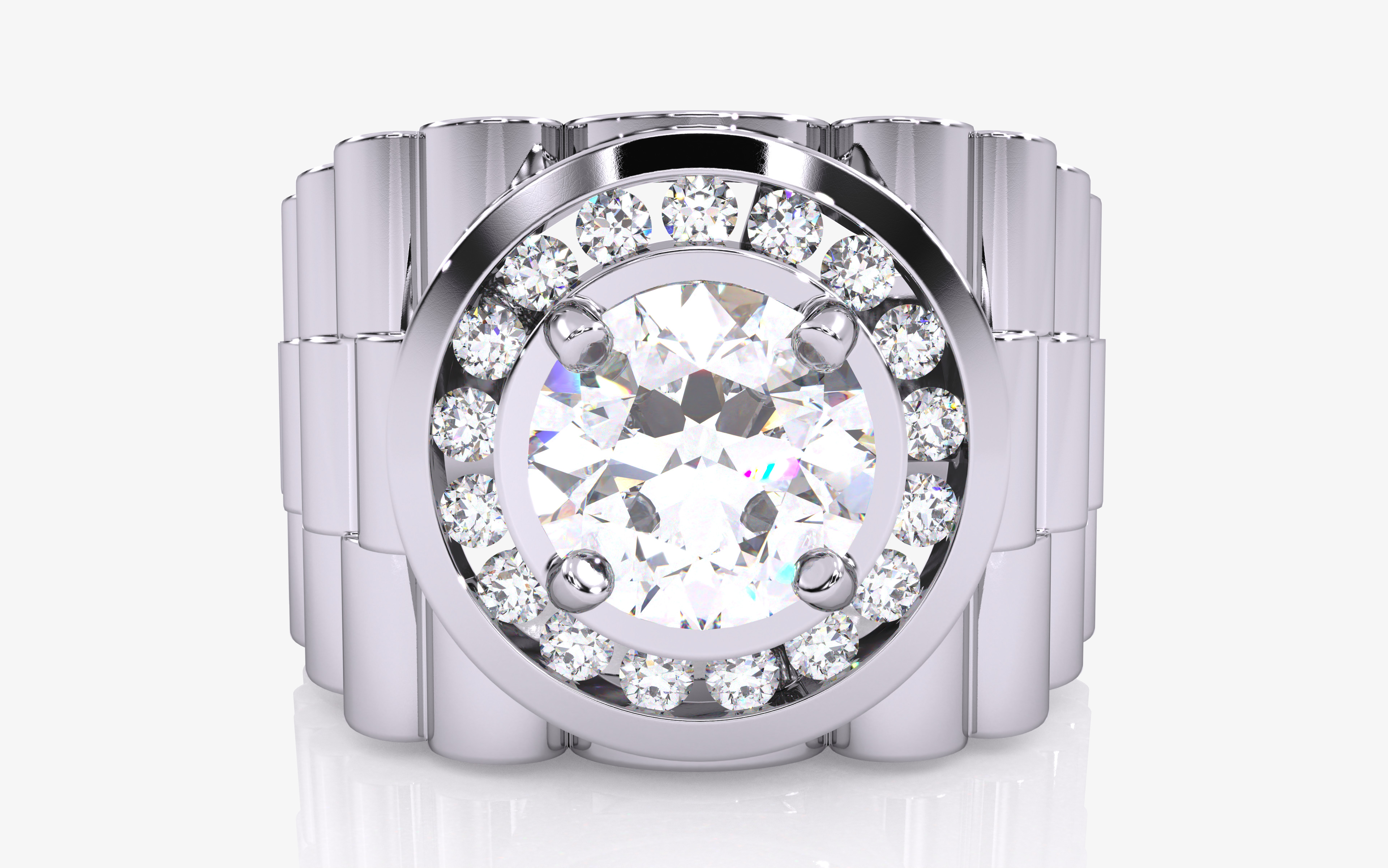 Mens Solitaire Ring 3dm stl renders details 3D print model_7