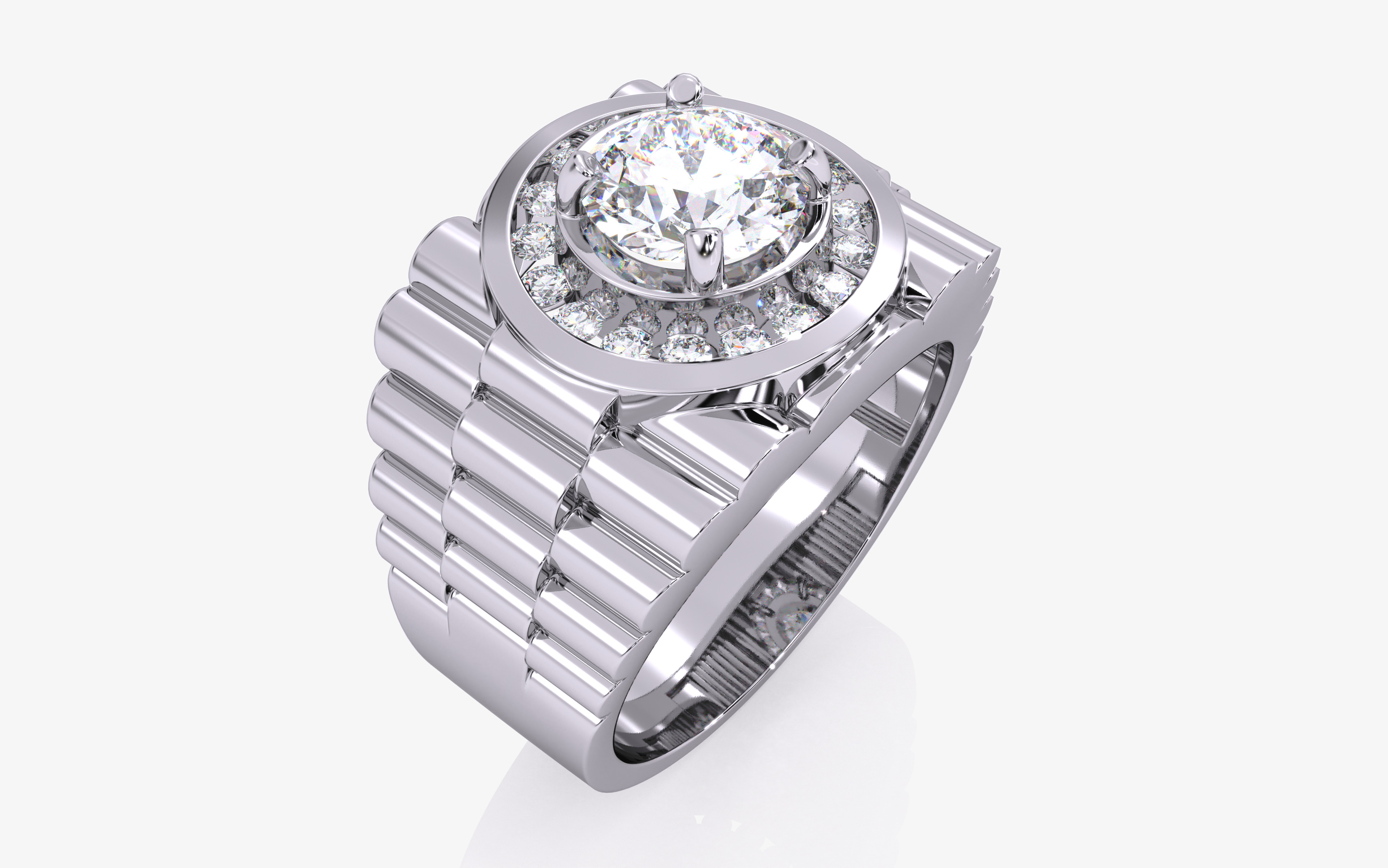 Mens Solitaire Ring 3dm stl renders details 3D print model_12