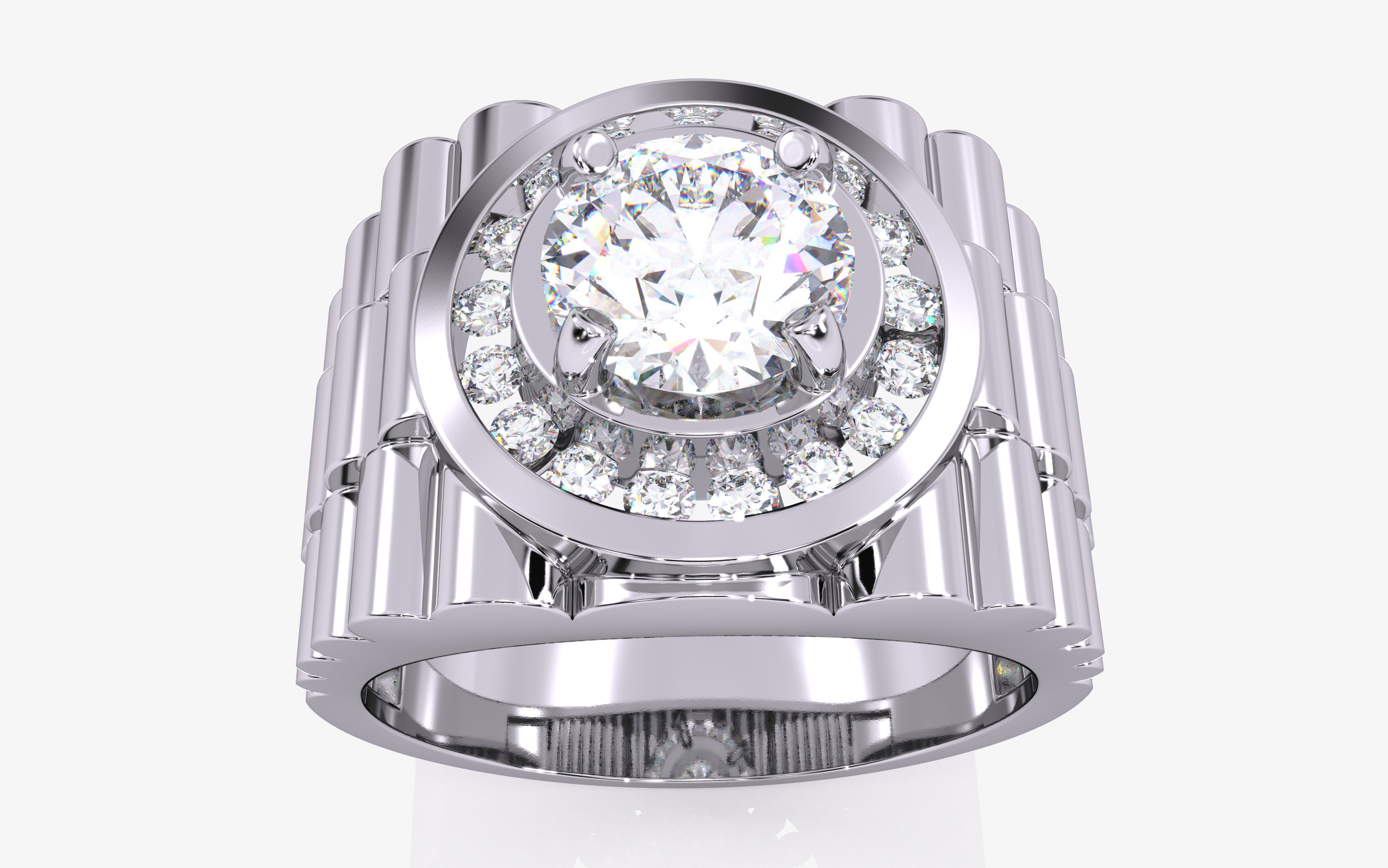 Mens Solitaire Ring 3dm stl renders details 3D print model_10