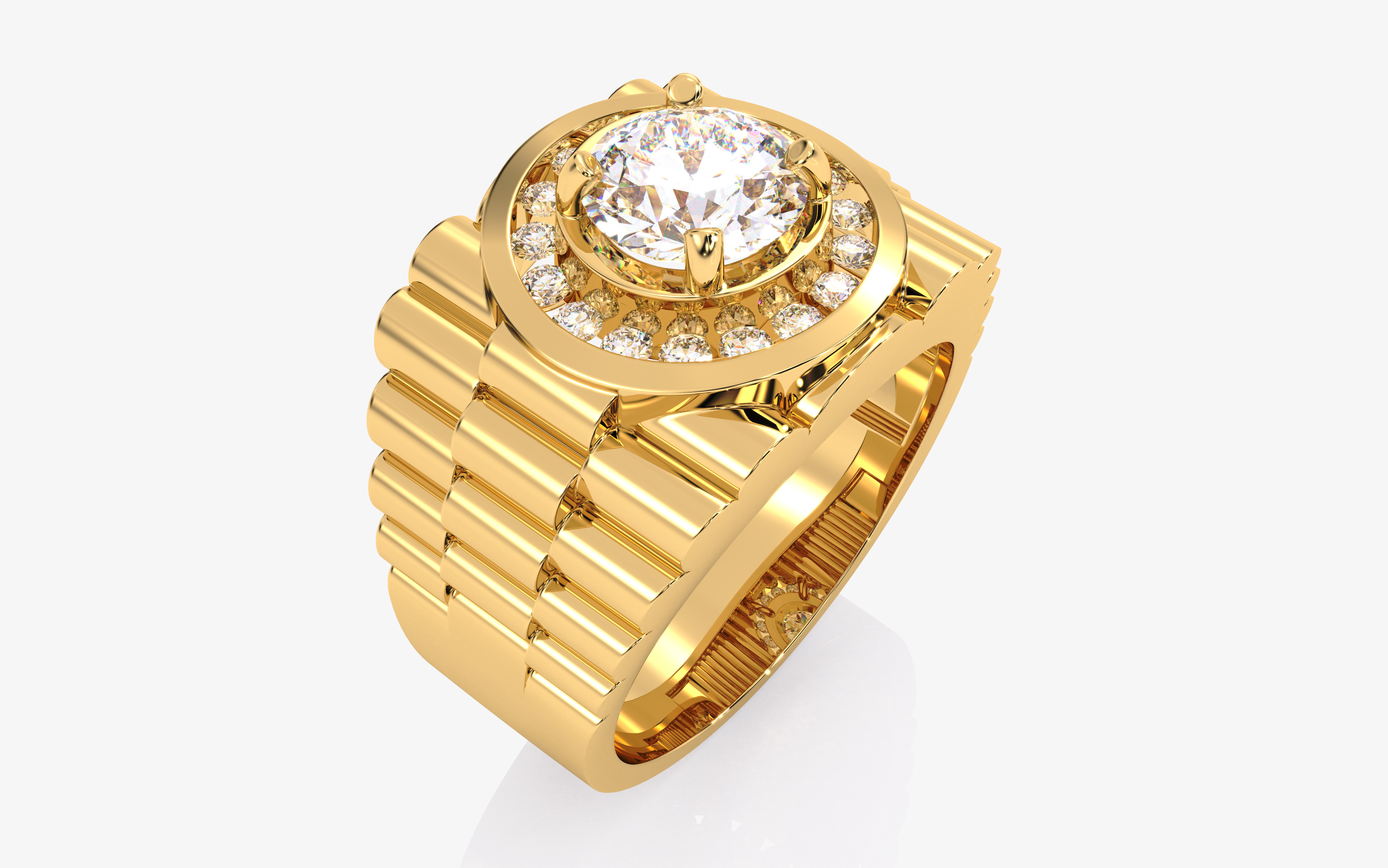 Mens Solitaire Ring 3dm stl renders details 3D print model_13