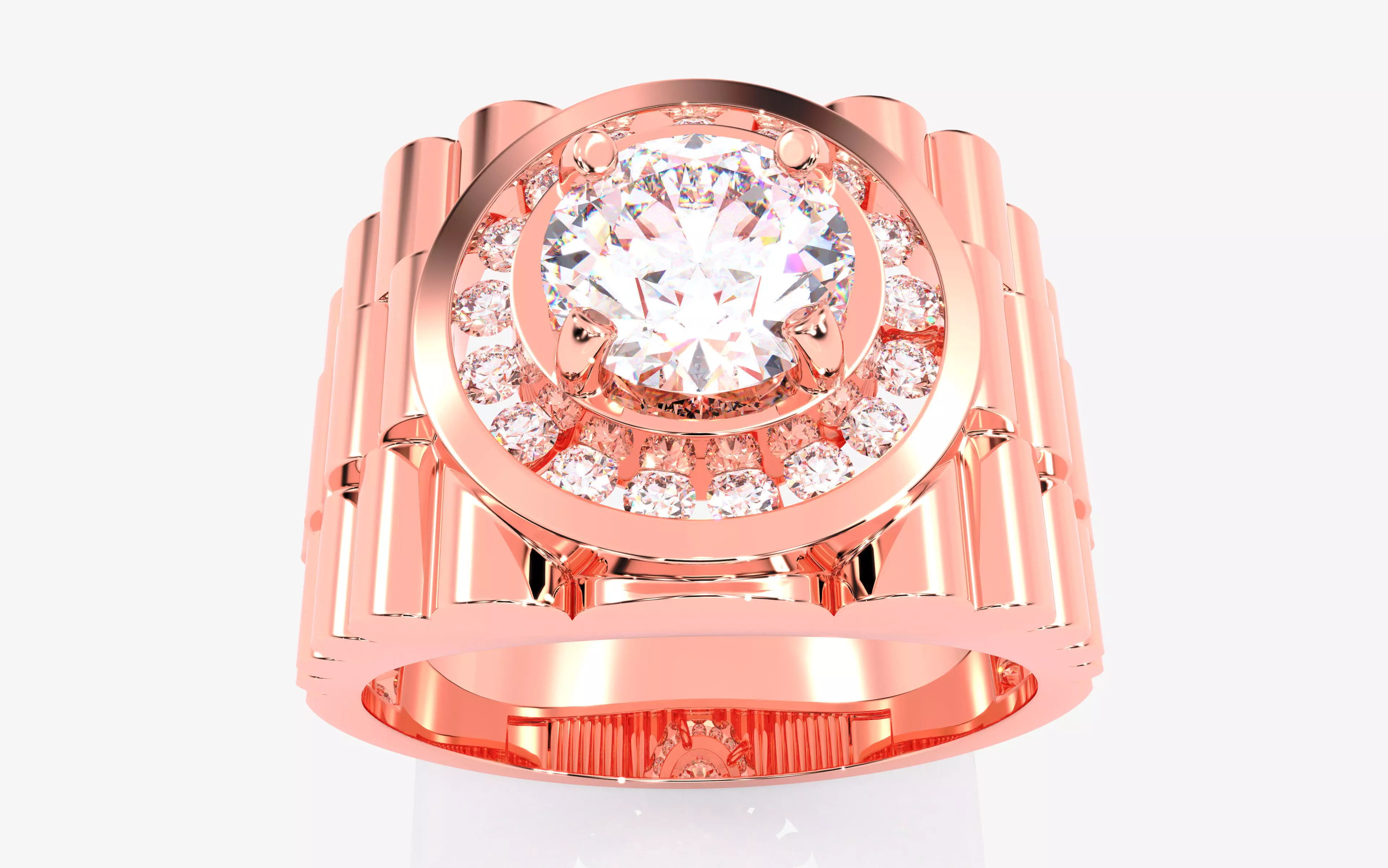 Mens Solitaire Ring 3dm stl renders details 3D print model_0