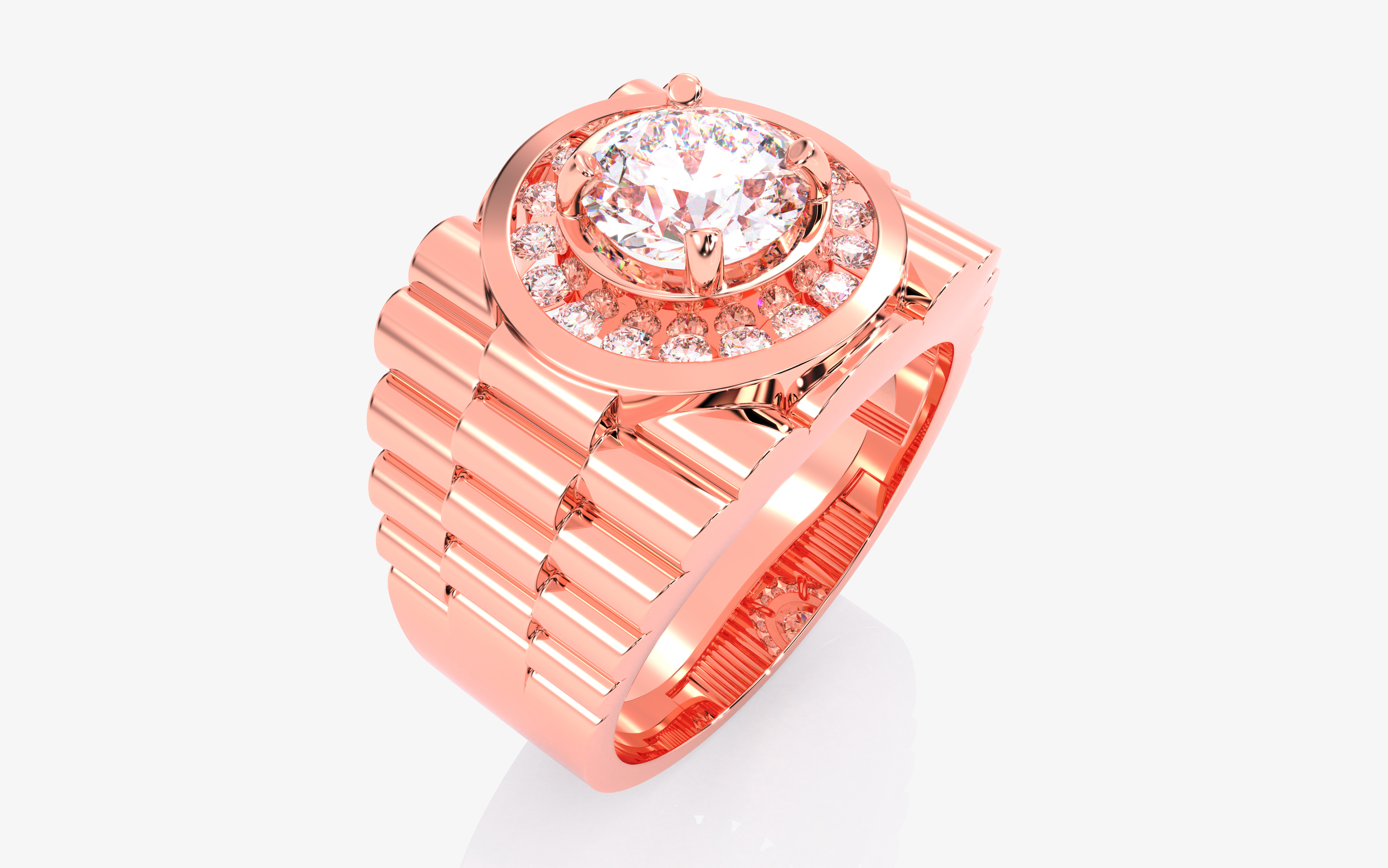 Mens Solitaire Ring 3dm stl renders details 3D print model_11