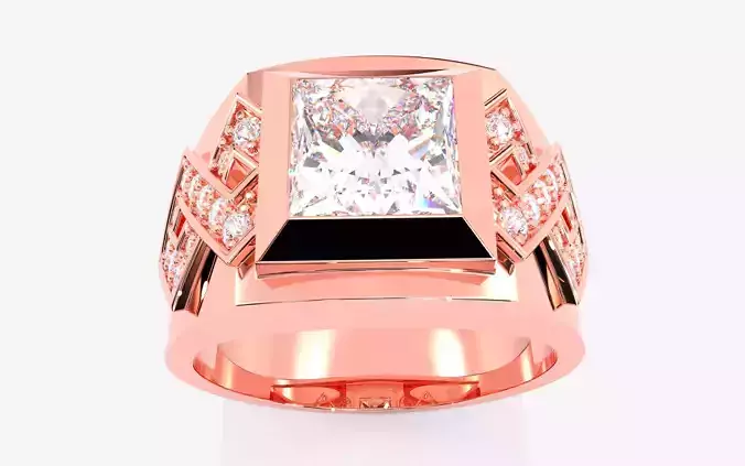 Mens Solitaire Ring 3dm stl renders details