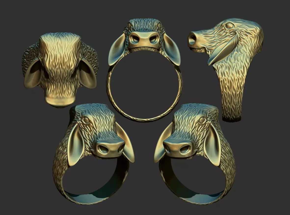 Nelore Ox Bull Head Ring 3D print model