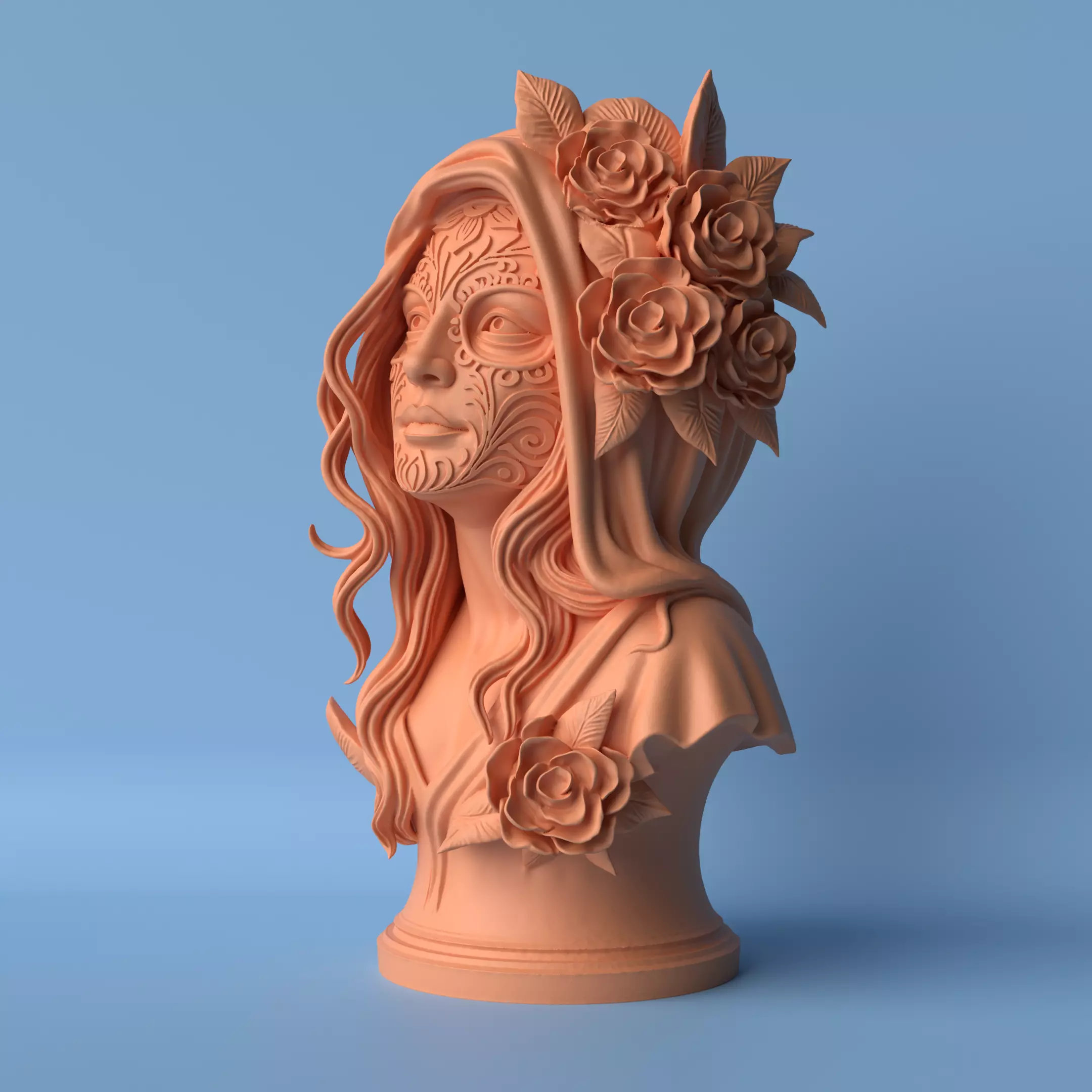 MadonnaMexicanaVirginMaryBustwithFacePaint|3DPrintModel