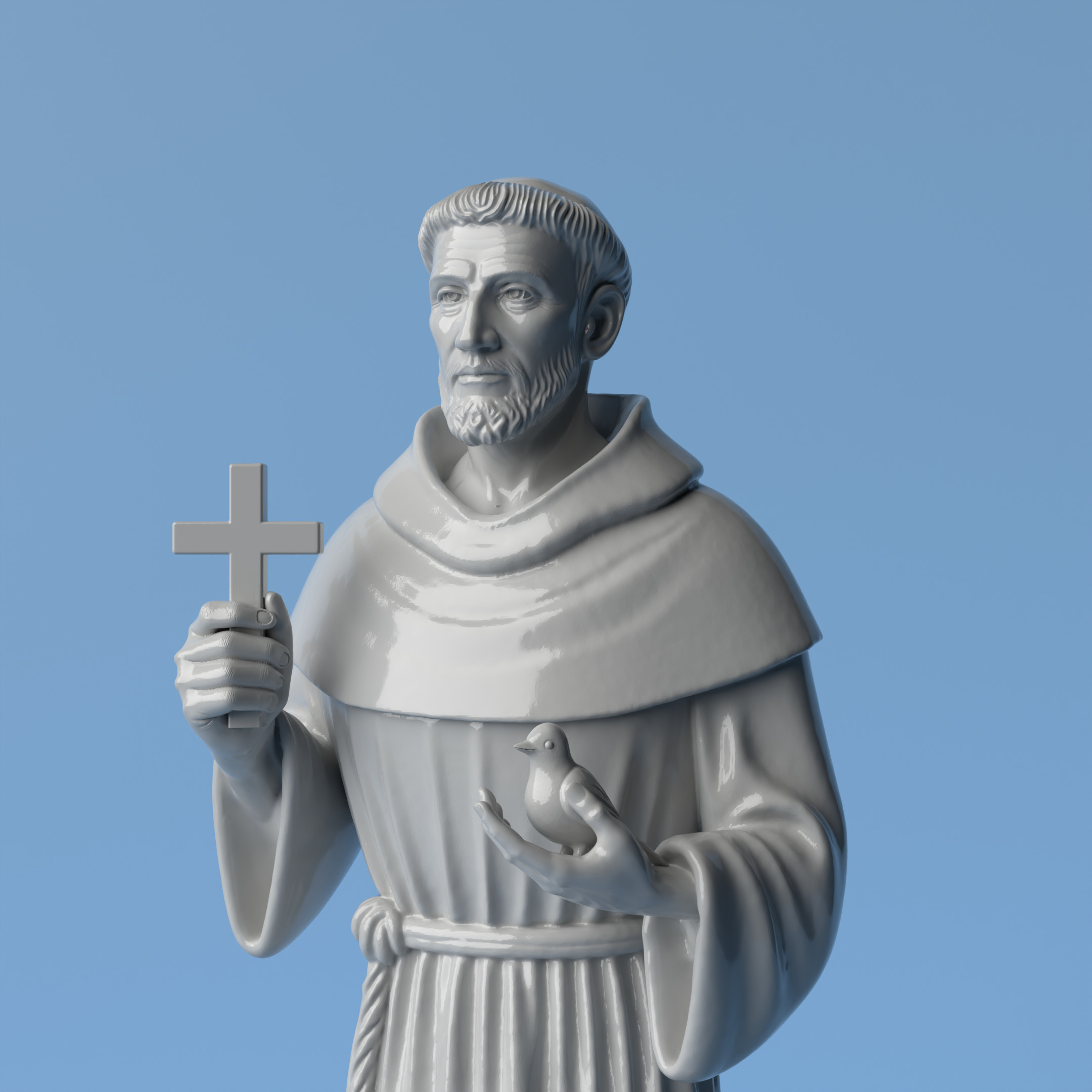 Saint Francis  The Humble Guardian Bust 3D print model_2