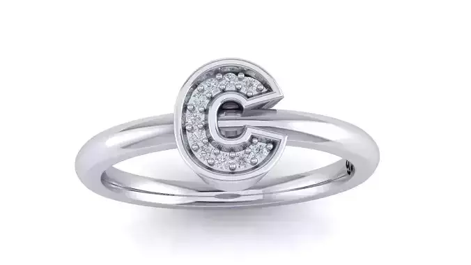 Alphabet ring letter C 3D print model