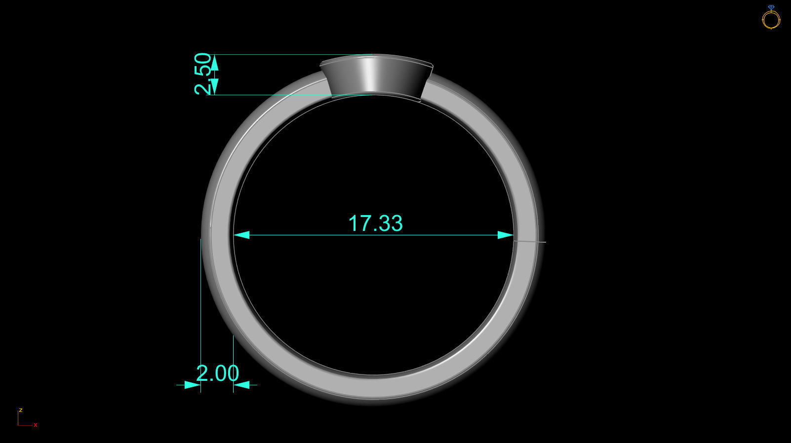 Alphabet ring letter C 3D print model_3