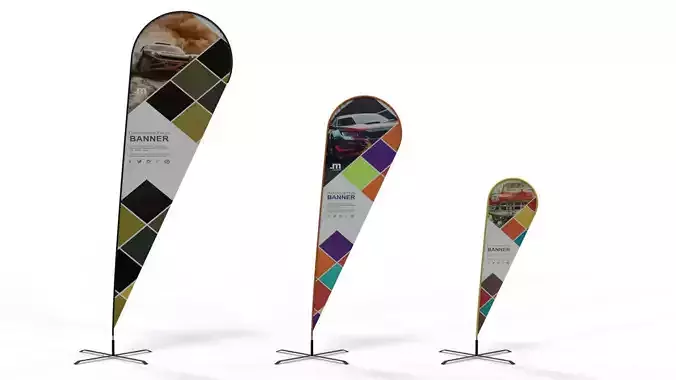 Teardrop Banner Flags - 3 Heights Set