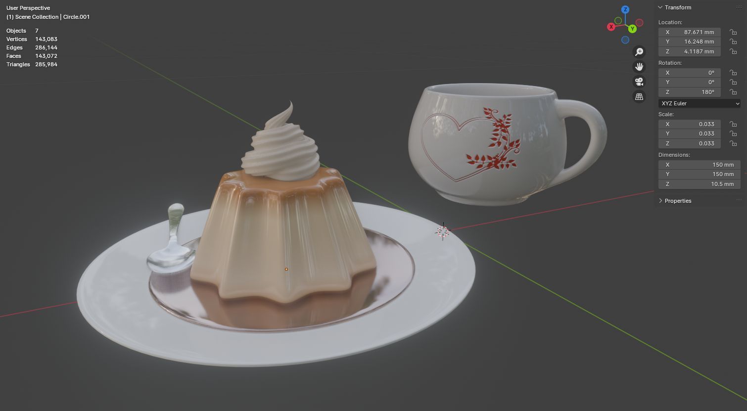 Pudding still life 3D model 3D model_21