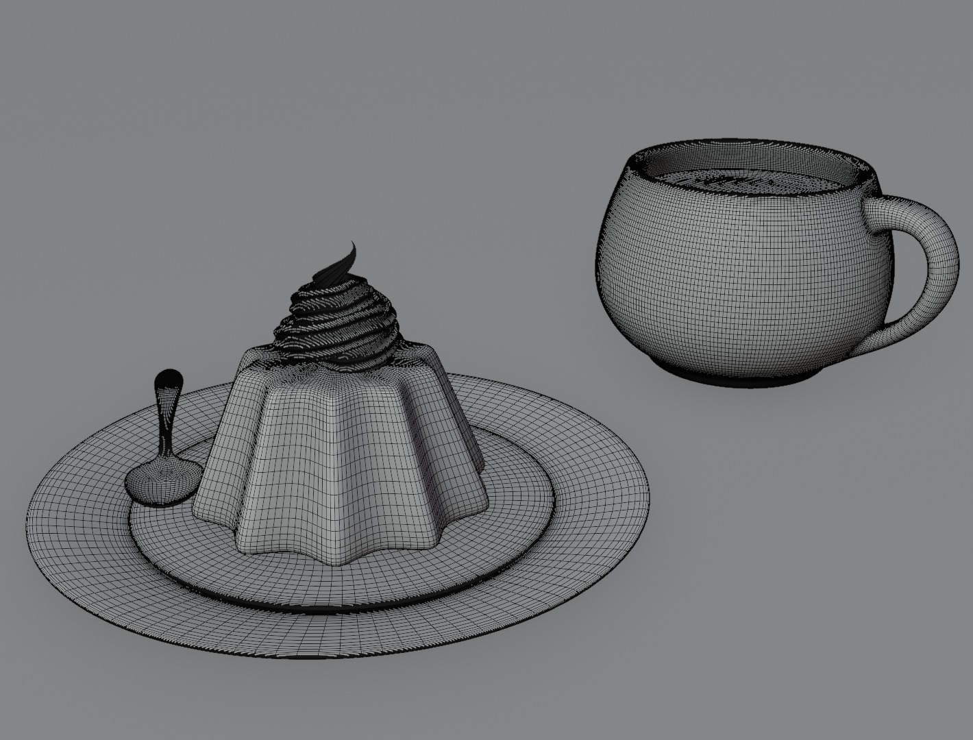 Pudding still life 3D model 3D model_10