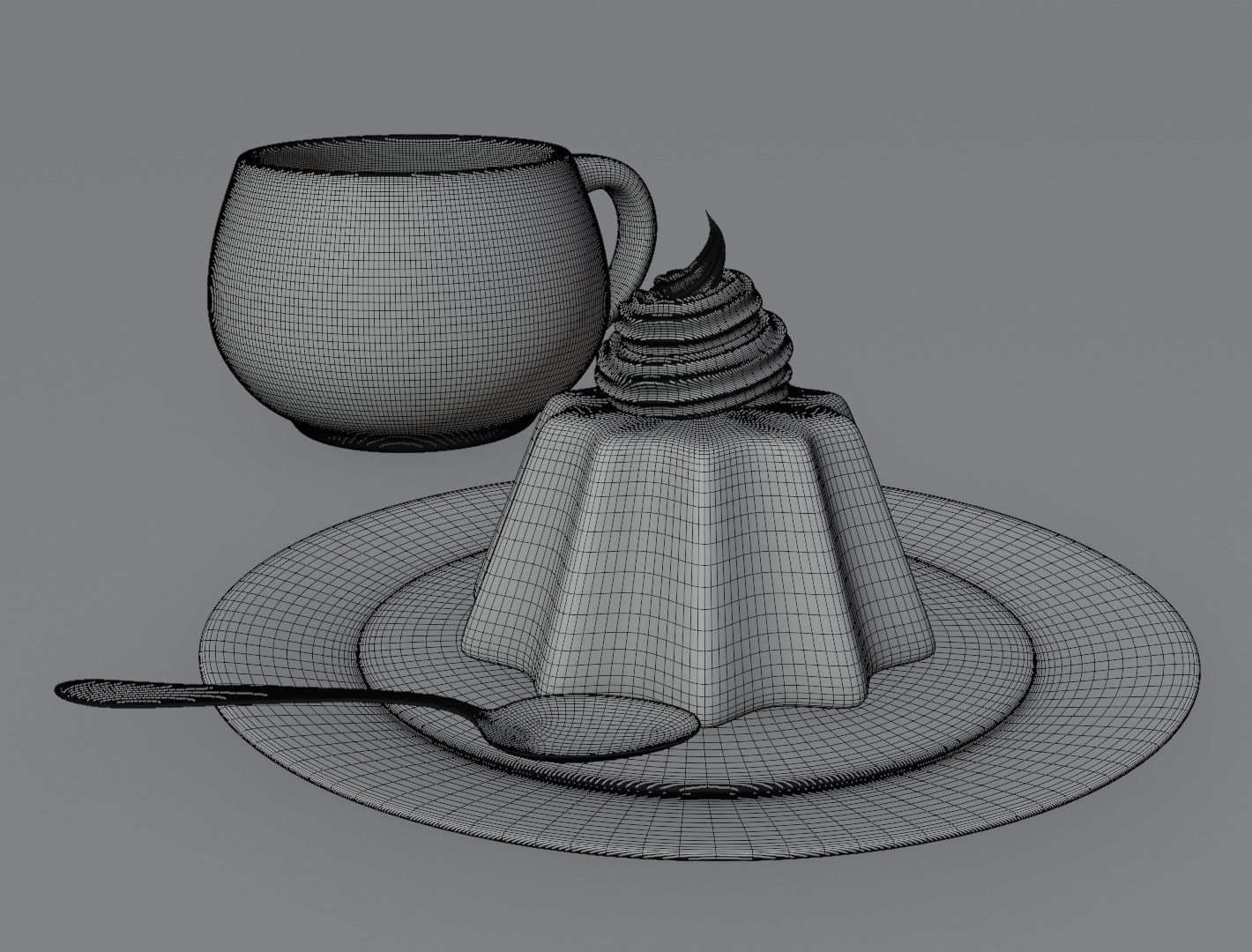 Pudding still life 3D model 3D model_13
