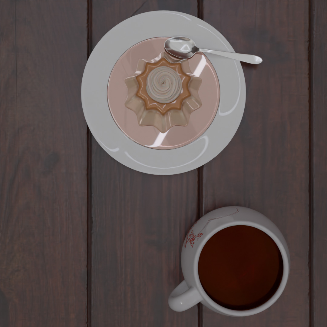 Pudding still life 3D model 3D model_3