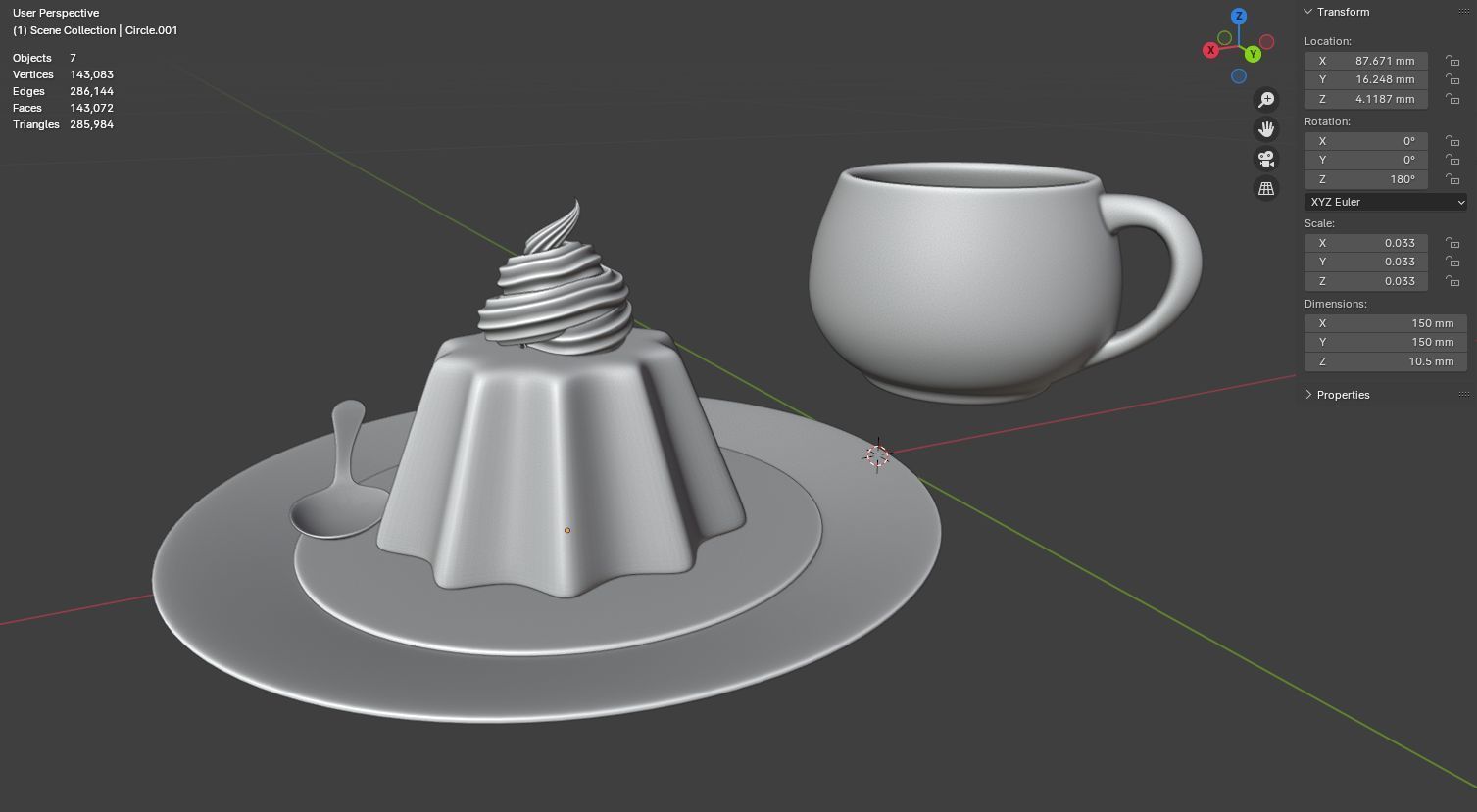 Pudding still life 3D model 3D model_20