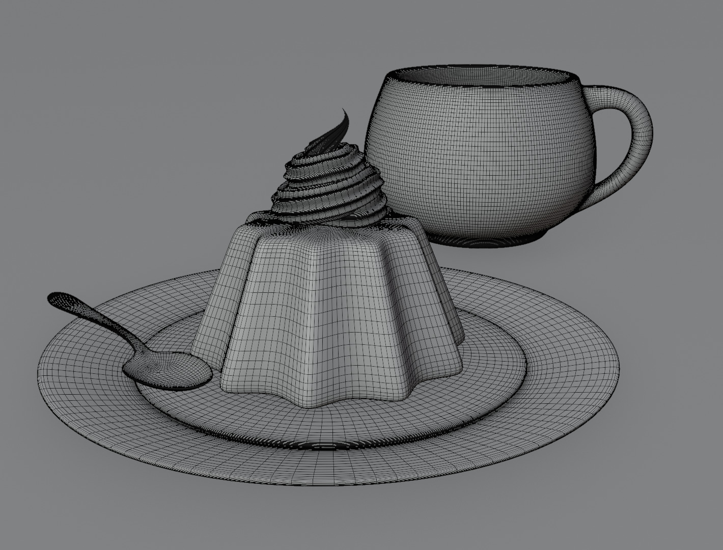 Pudding still life 3D model 3D model_17