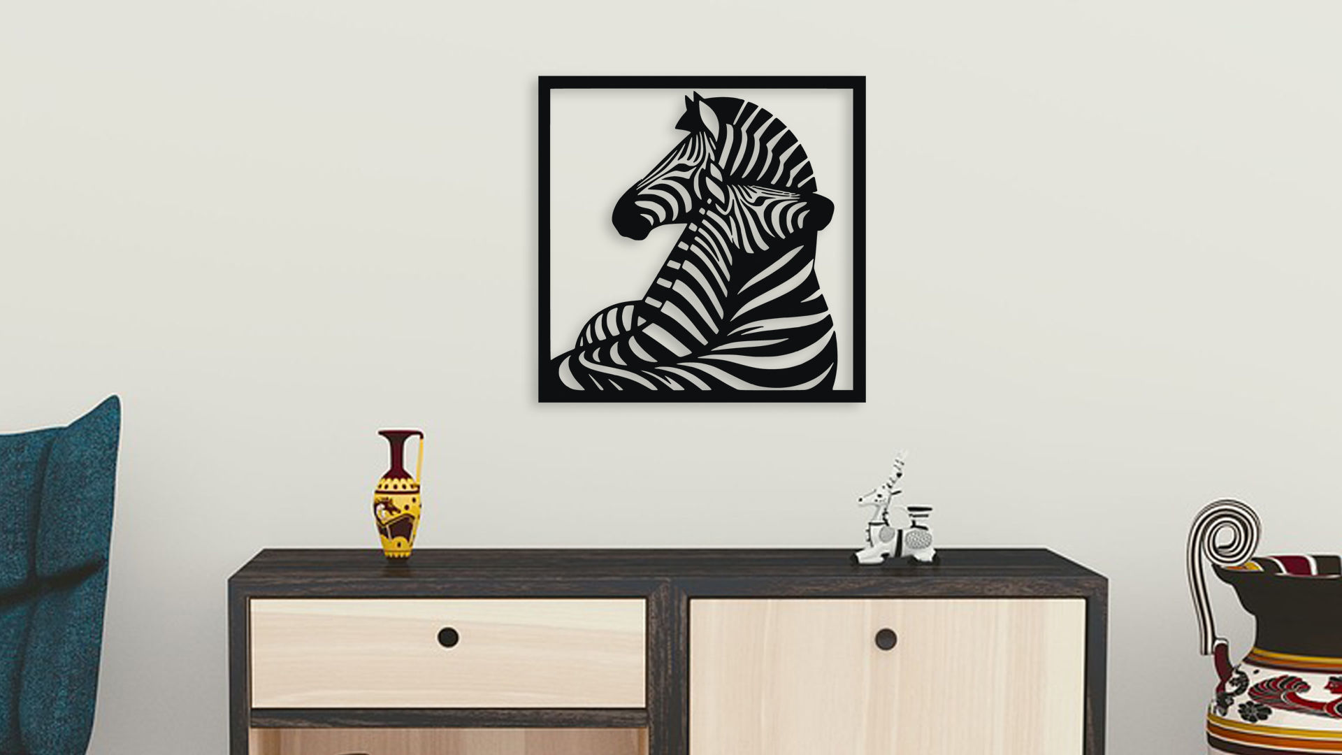 Zebra Couple Wall Art Decor STL for 3D Print Laser Cut 3D model_3