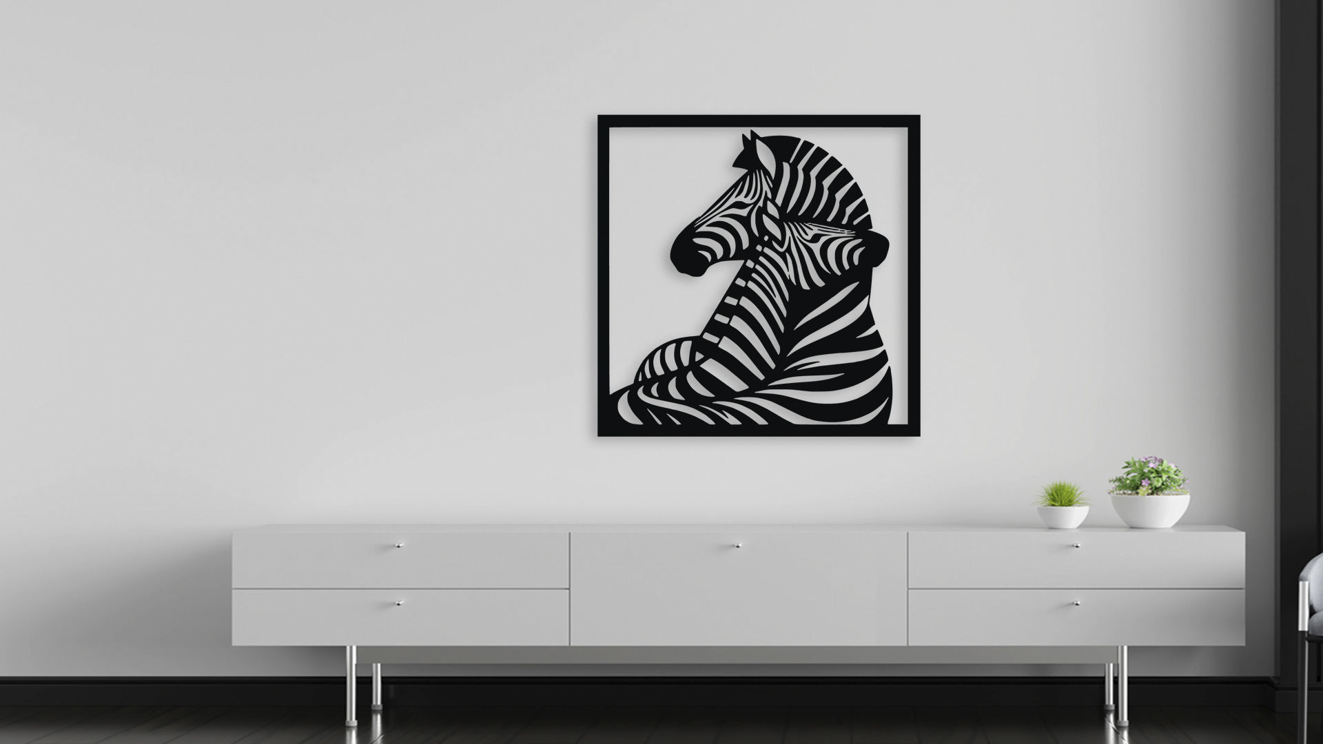 Zebra Couple Wall Art Decor STL for 3D Print Laser Cut 3D model_5