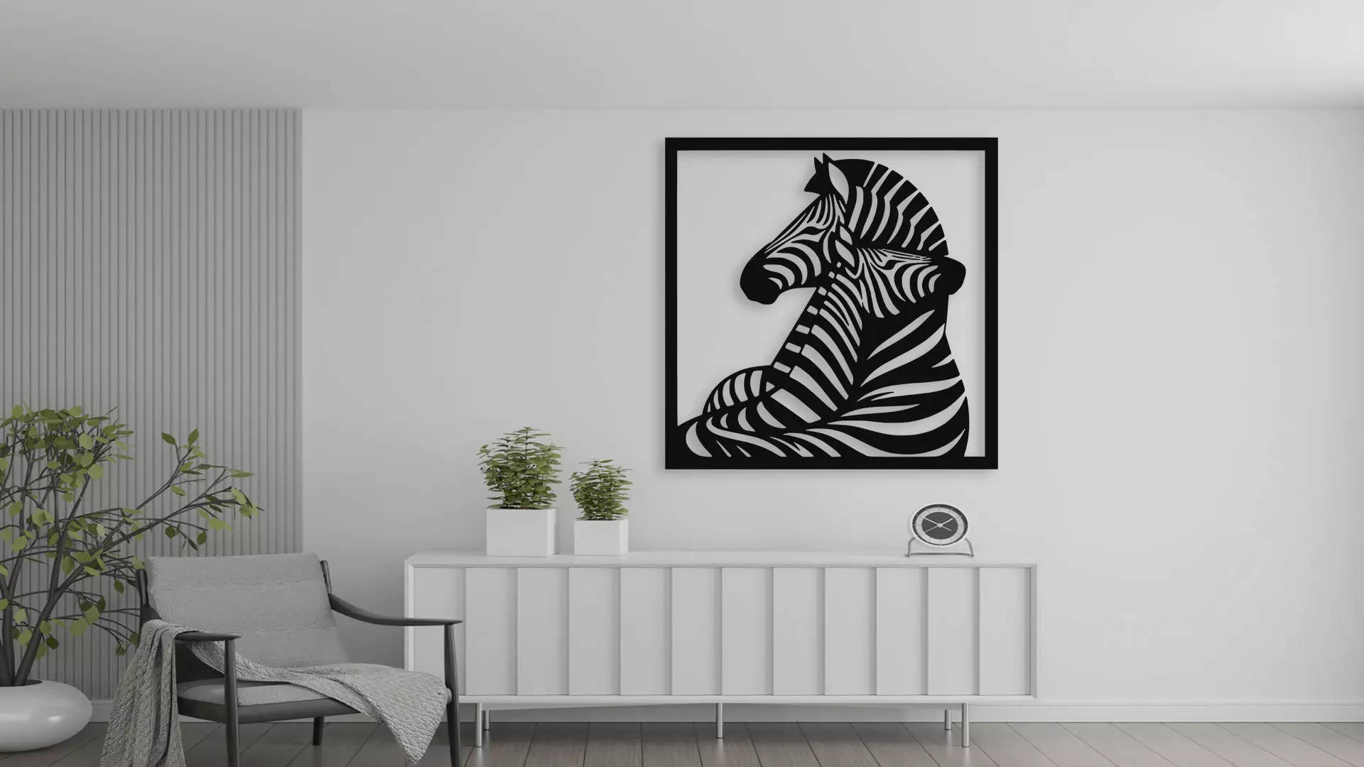 Zebra Couple Wall Art Decor STL for 3D Print Laser Cut 3D model_0