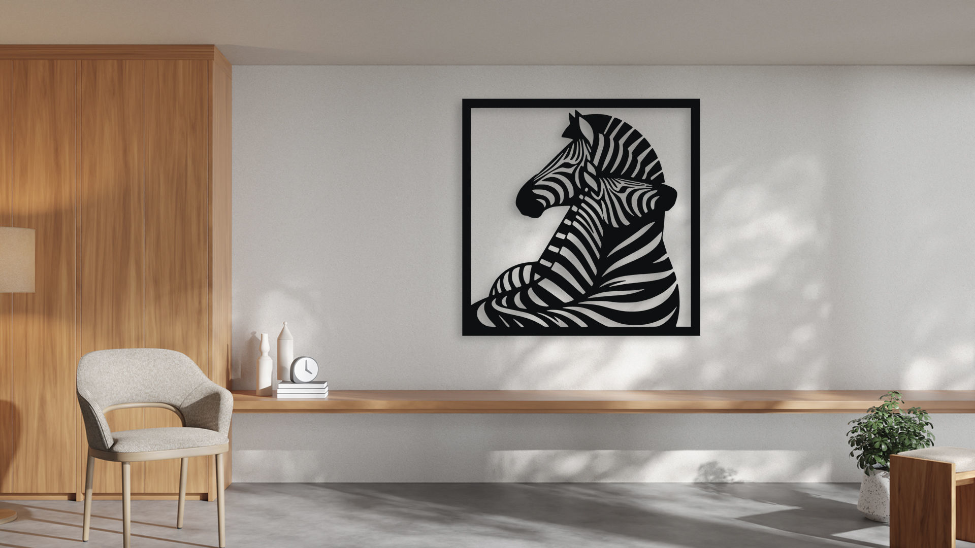 Zebra Couple Wall Art Decor STL for 3D Print Laser Cut 3D model_1