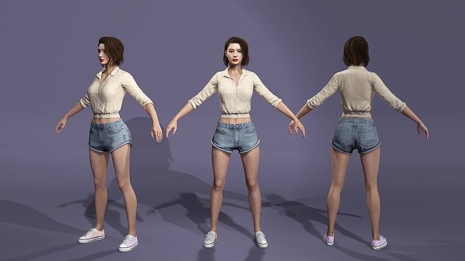 Korean sexy female model walking the runway Low-poly 3D model
