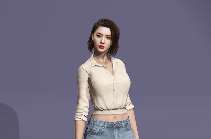 Realistic Korean sexy female model walking the runway  3D model