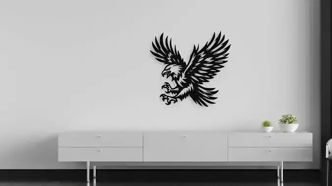 Eagle Wall Art Decor 3D Print Laser Cut CNC File