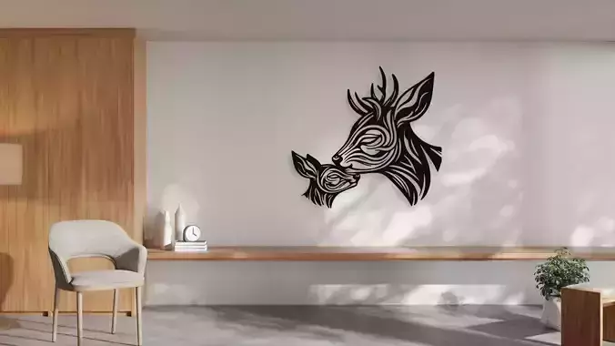 Deer and Fawn Mothers Love Wall Art Decor