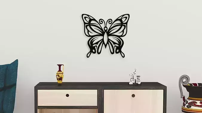Butterfly Wall Art Decor 3D Print Laser Cut File