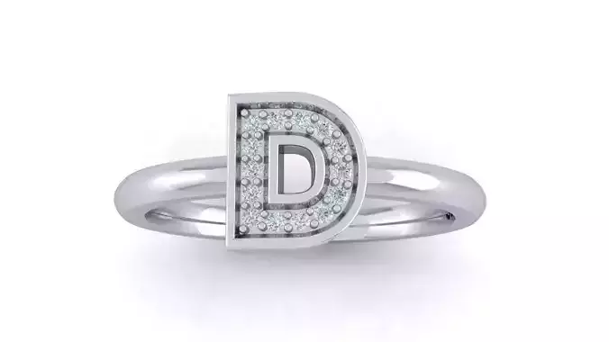 Alphabet ring letter D 3D print model