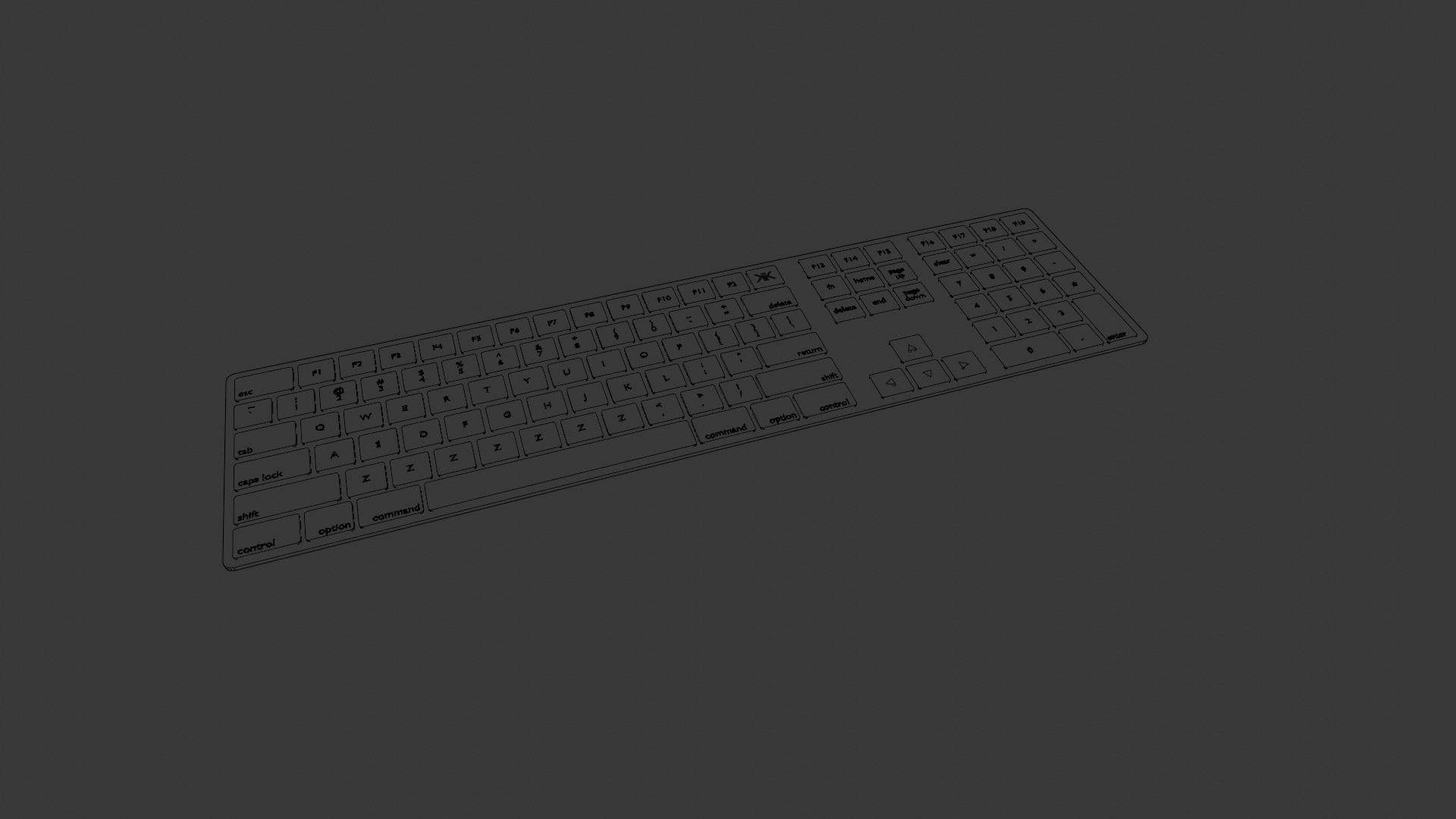 Full Sized Apple Like Keyboard 3D model_1