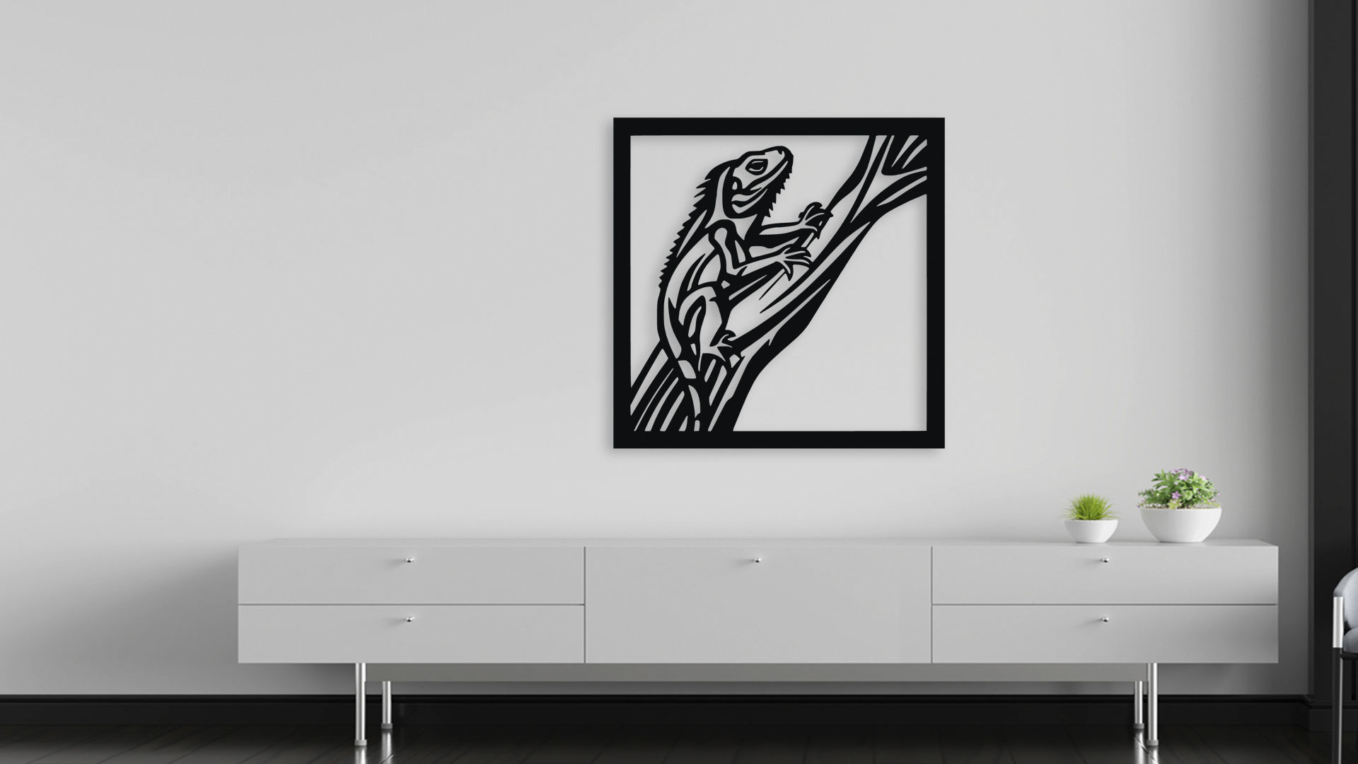 Iguana on Branch Wall Art Decor 3D Print File 3D model_5