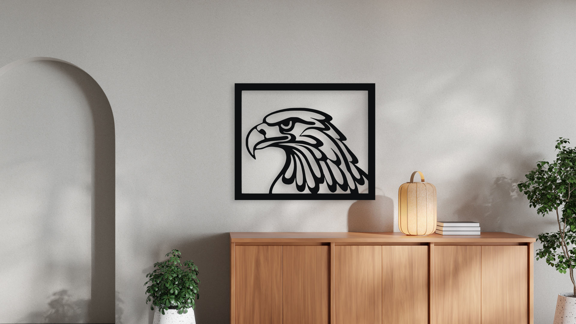 Eagle Head Wall Art Decor CNC Laser Cut 3D Print File 3D model_2