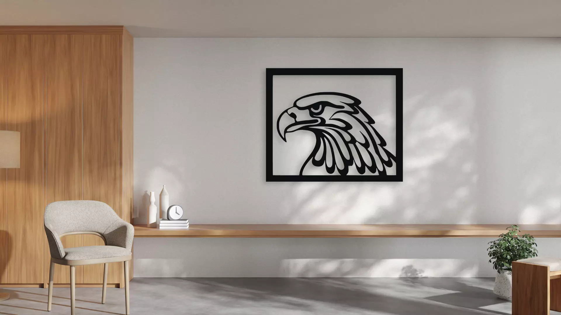 Eagle Head Wall Art Decor CNC Laser Cut 3D Print File 3D model_0