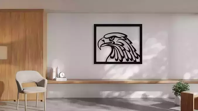 Eagle Head Wall Art Decor CNC Laser Cut 3D Print File