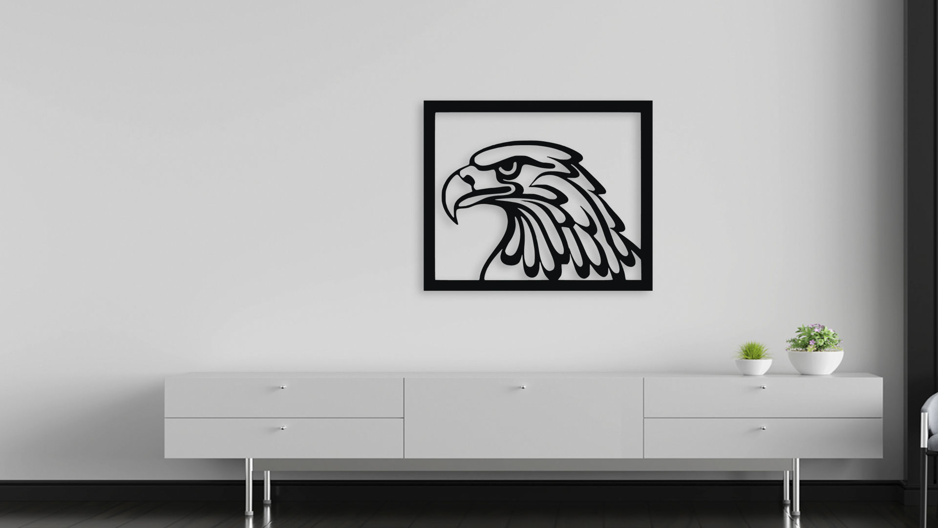 Eagle Head Wall Art Decor CNC Laser Cut 3D Print File 3D model_5