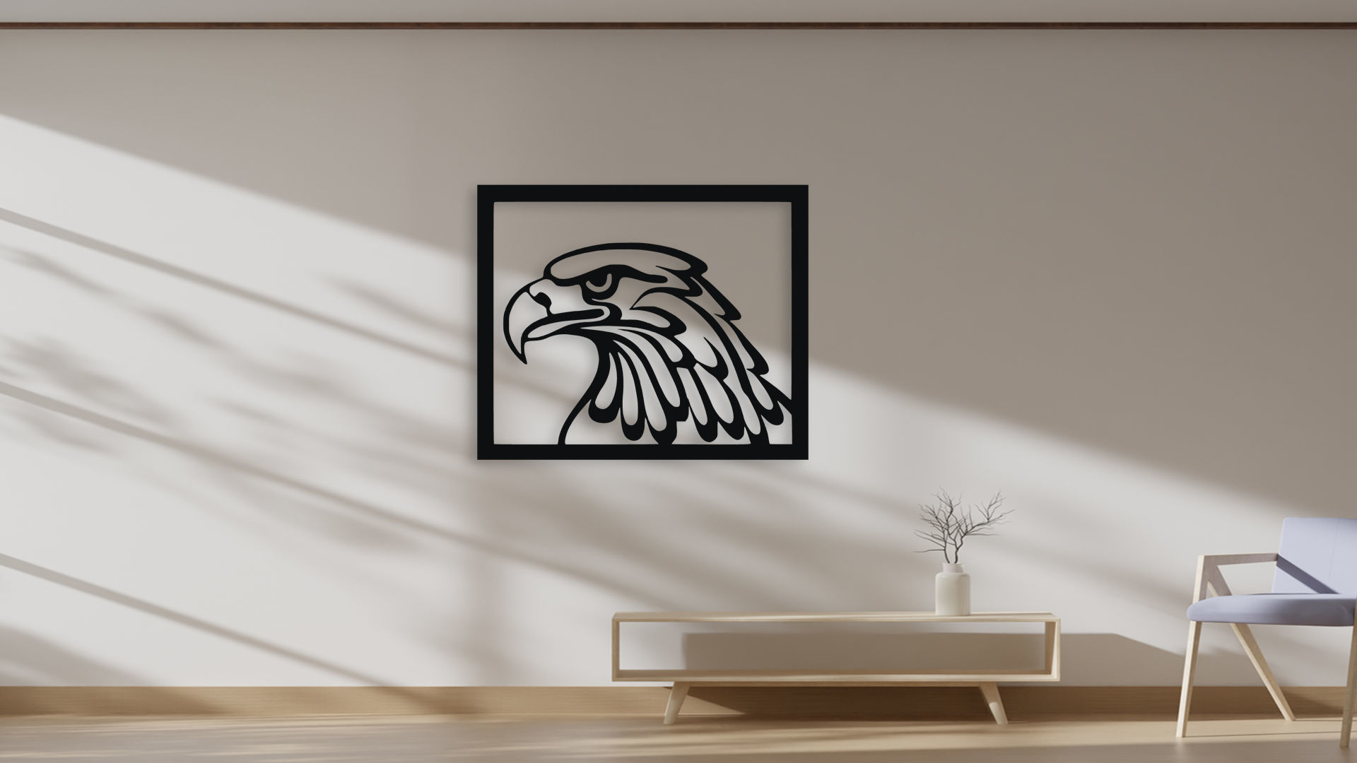 Eagle Head Wall Art Decor CNC Laser Cut 3D Print File 3D model_4