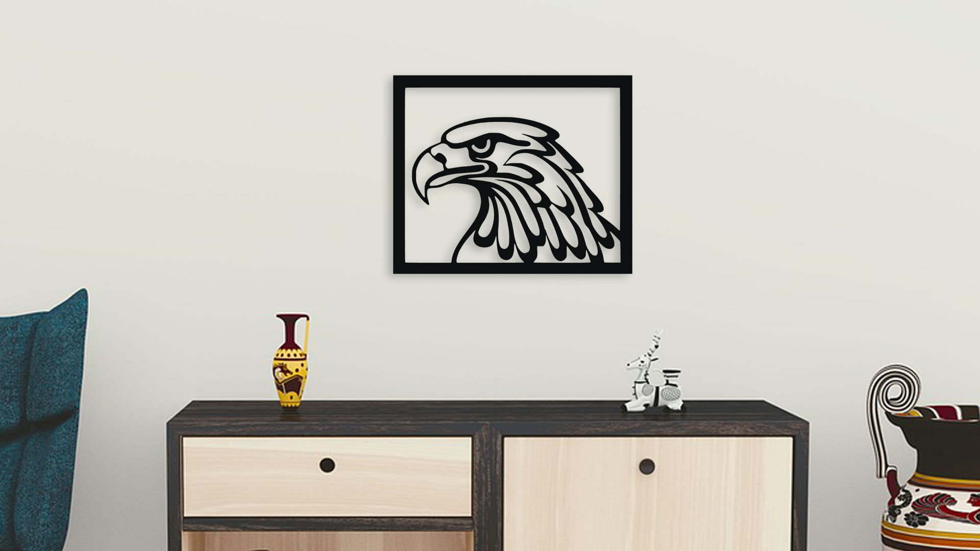 Eagle Head Wall Art Decor CNC Laser Cut 3D Print File 3D model_3