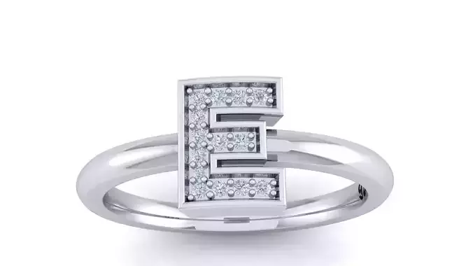 Alphabet ring letter E 3D print model