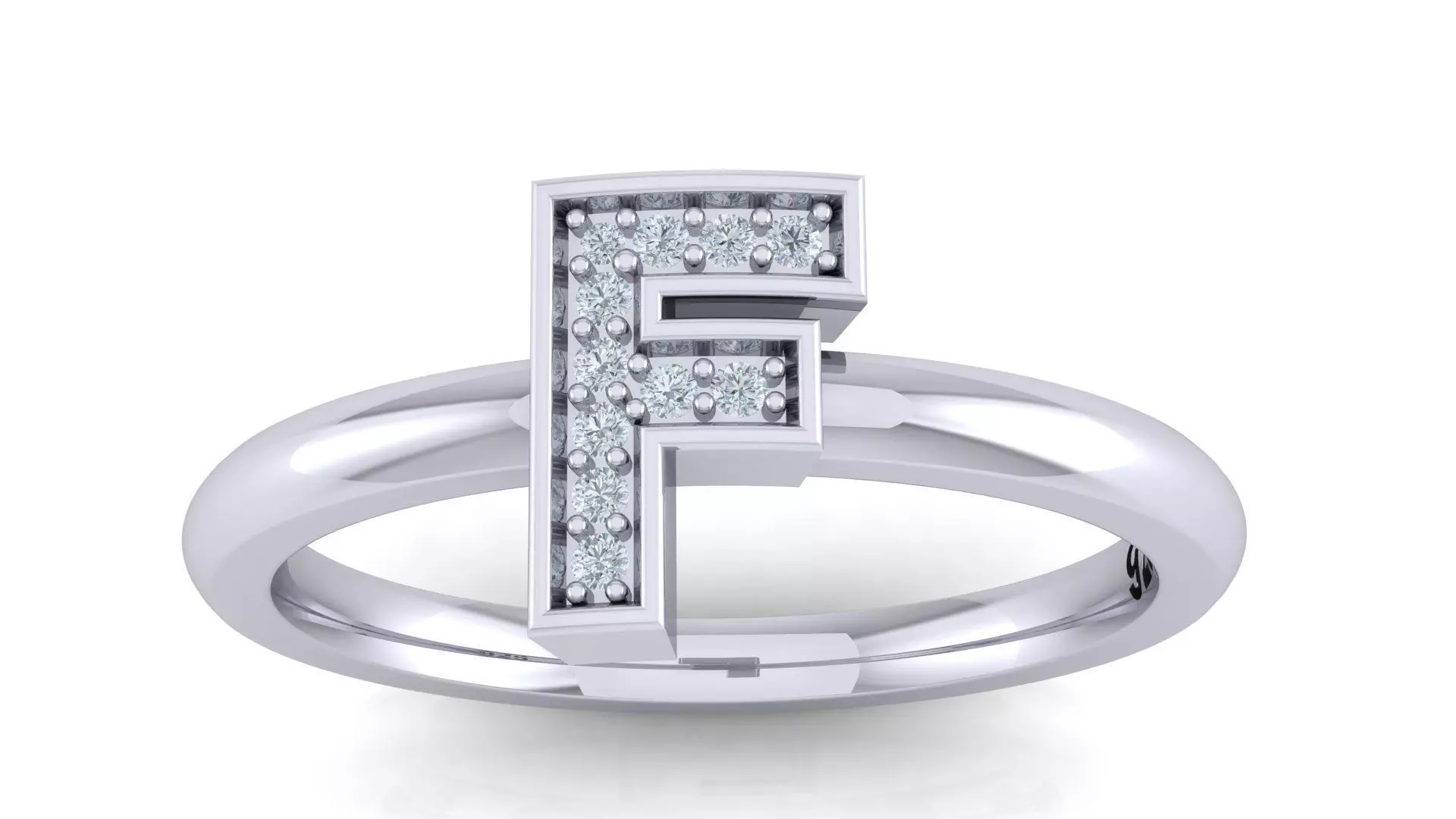 Alphabet ring letter F 3D print model_0